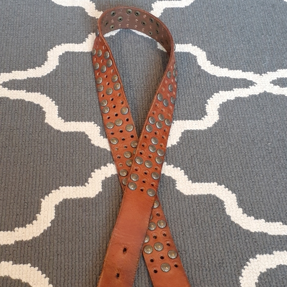 Armani Exchange Brown Leather Studded Belt 32 - Picture 10 of 10